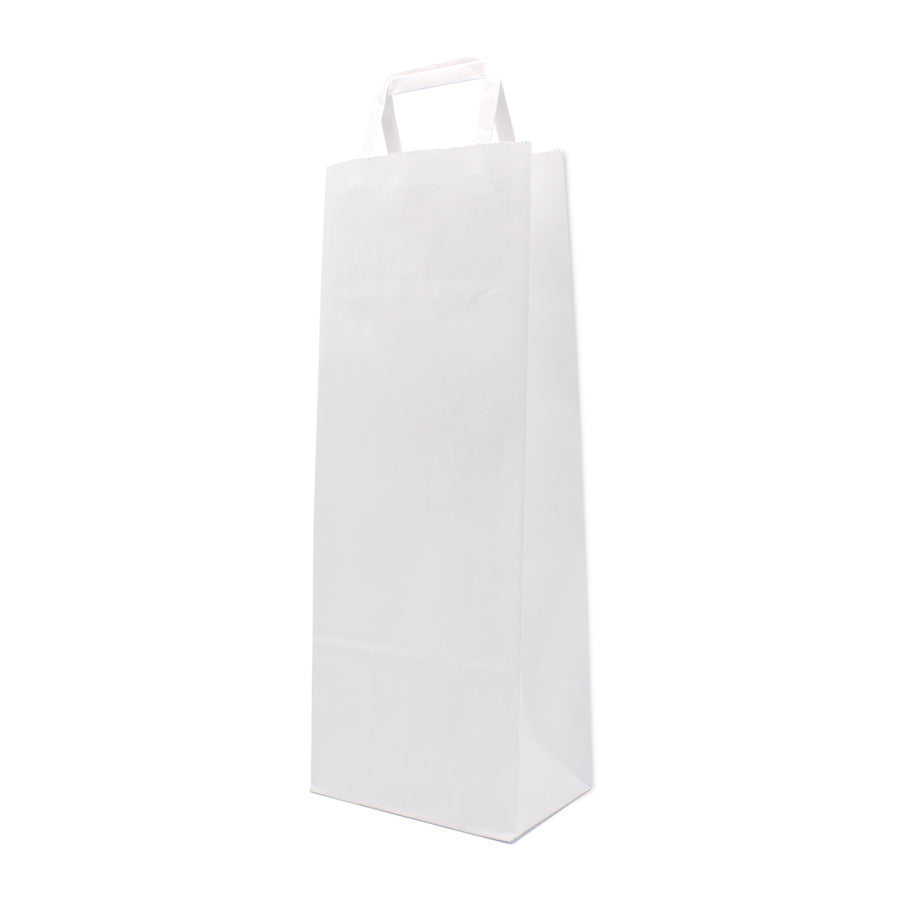 Bolsas de Papel Kraft Blanco Asa Plana para Botellas - Blanco