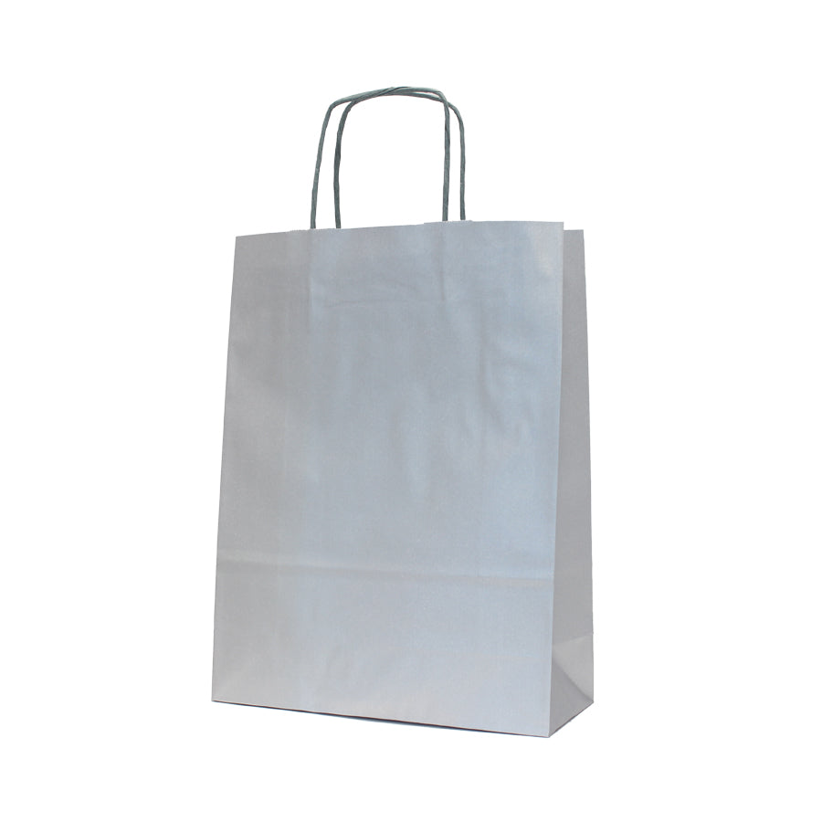 Bolsas de Papel Kraft Blanco Asa Retorcida 90g - Plata
