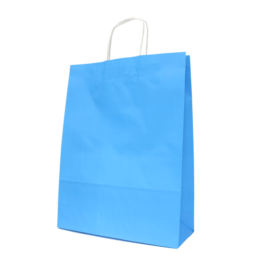 Light Blue Twisted Handle Kraft Bags 90gsm