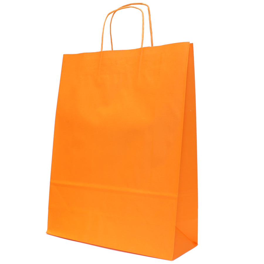 Bolsas de asa retorcida Kraft blanco 90g - Naranja