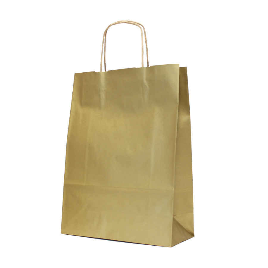 Twisted Handle Kraft Paper Bags Natural 90gsm - Gold