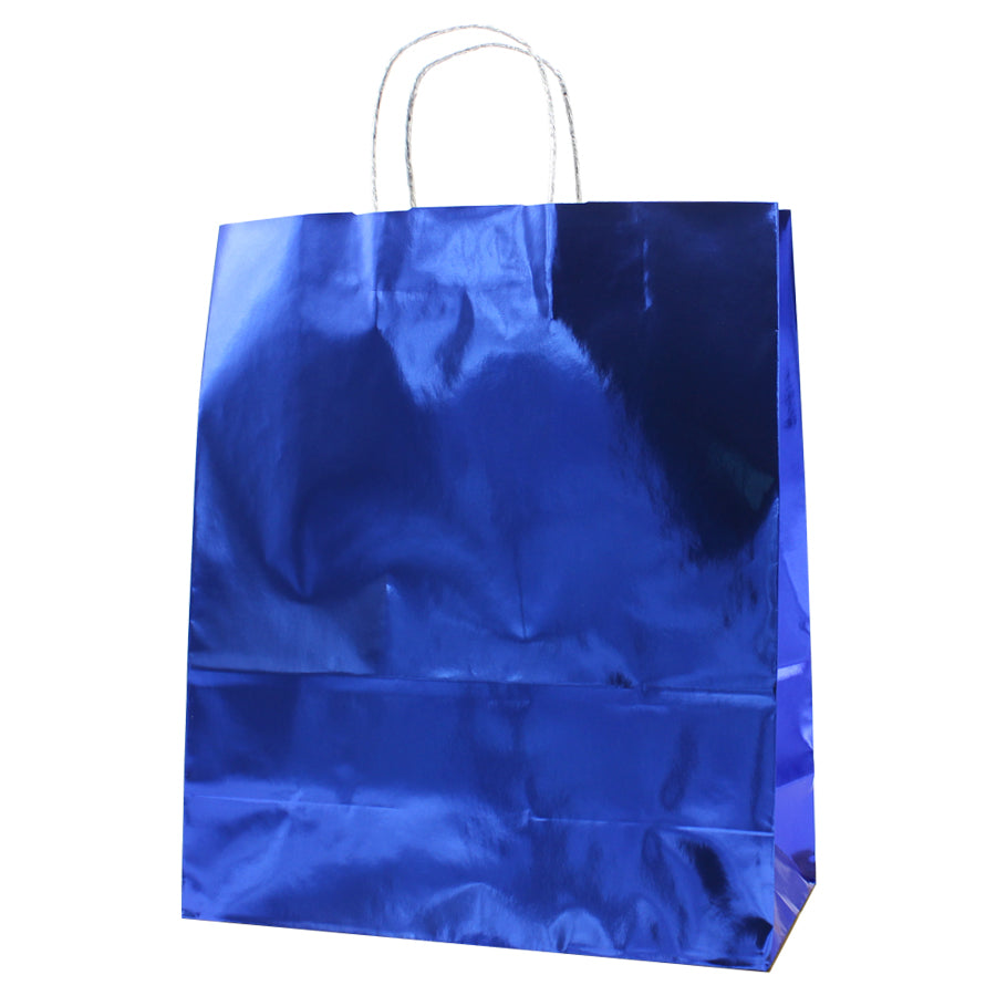 Sacos Asa Torcida Metalizado 130g - Azul Escuro