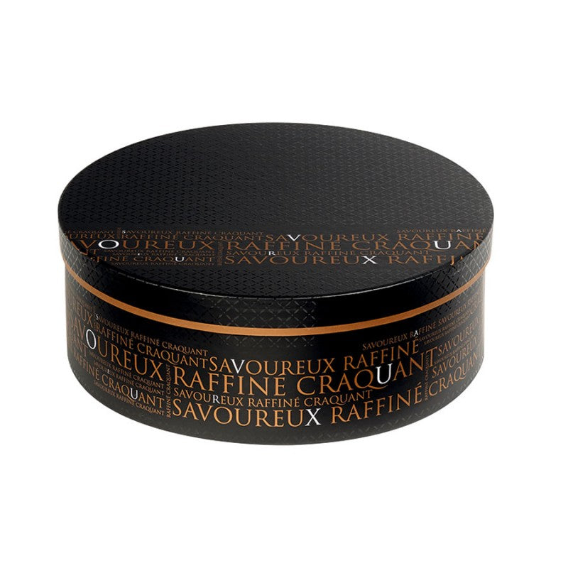 Round Box with Lid and Base - Black and Copper