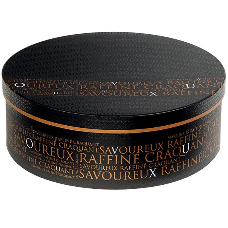 Round Box with Lid and Base - Black and Copper