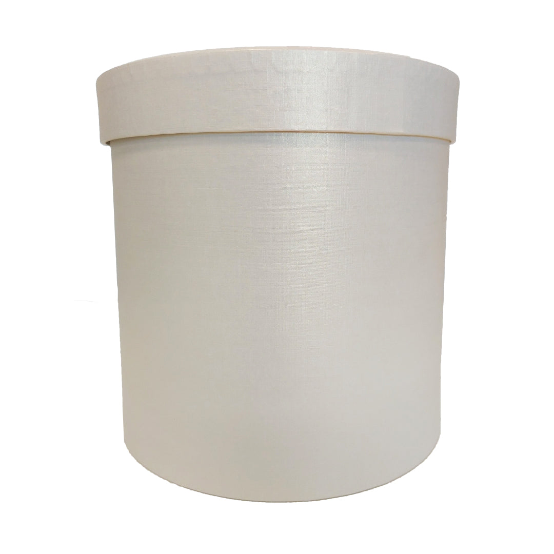 Round Box with Lid and Bottom - White - "Mother-of-Pearl"