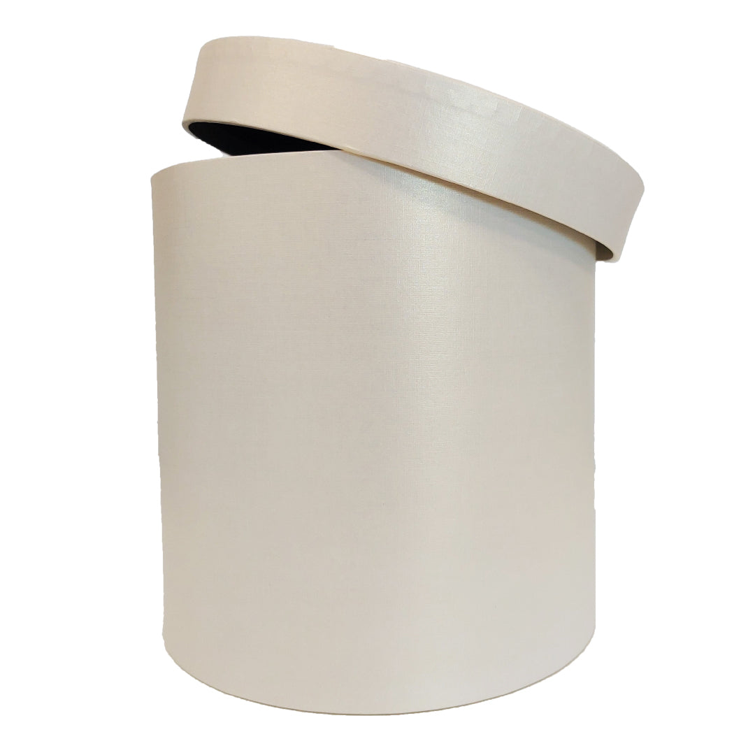 Round Box with Lid and Bottom - White - "Mother-of-Pearl"