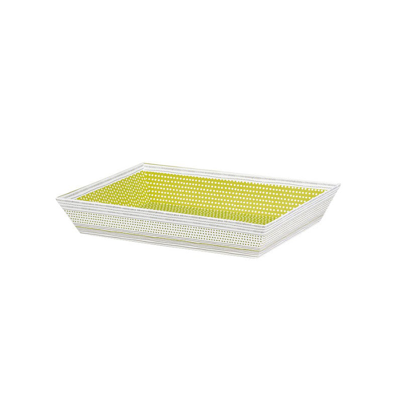 Cesta Rectangular sin Asa - Verde, Gris y Blanco