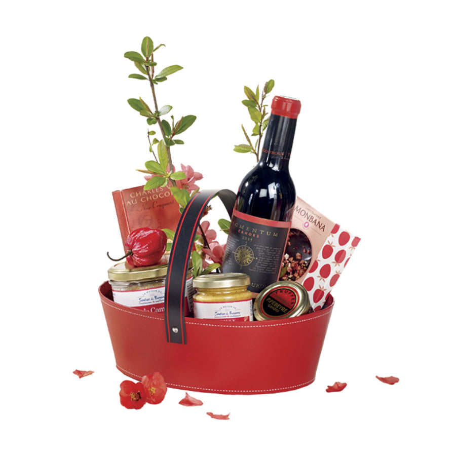 Basket with Handle - Red and Black