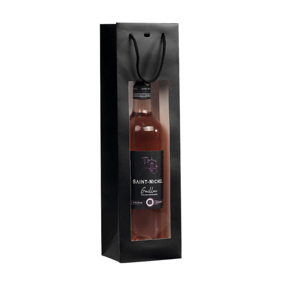 Paper Bottle Bags with Window - Black