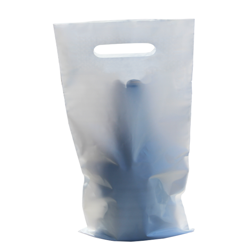 Plastic Bags Die Cut Kidney Handle Low-Density (LD) with Reinforcement for Bottle - Opaque White