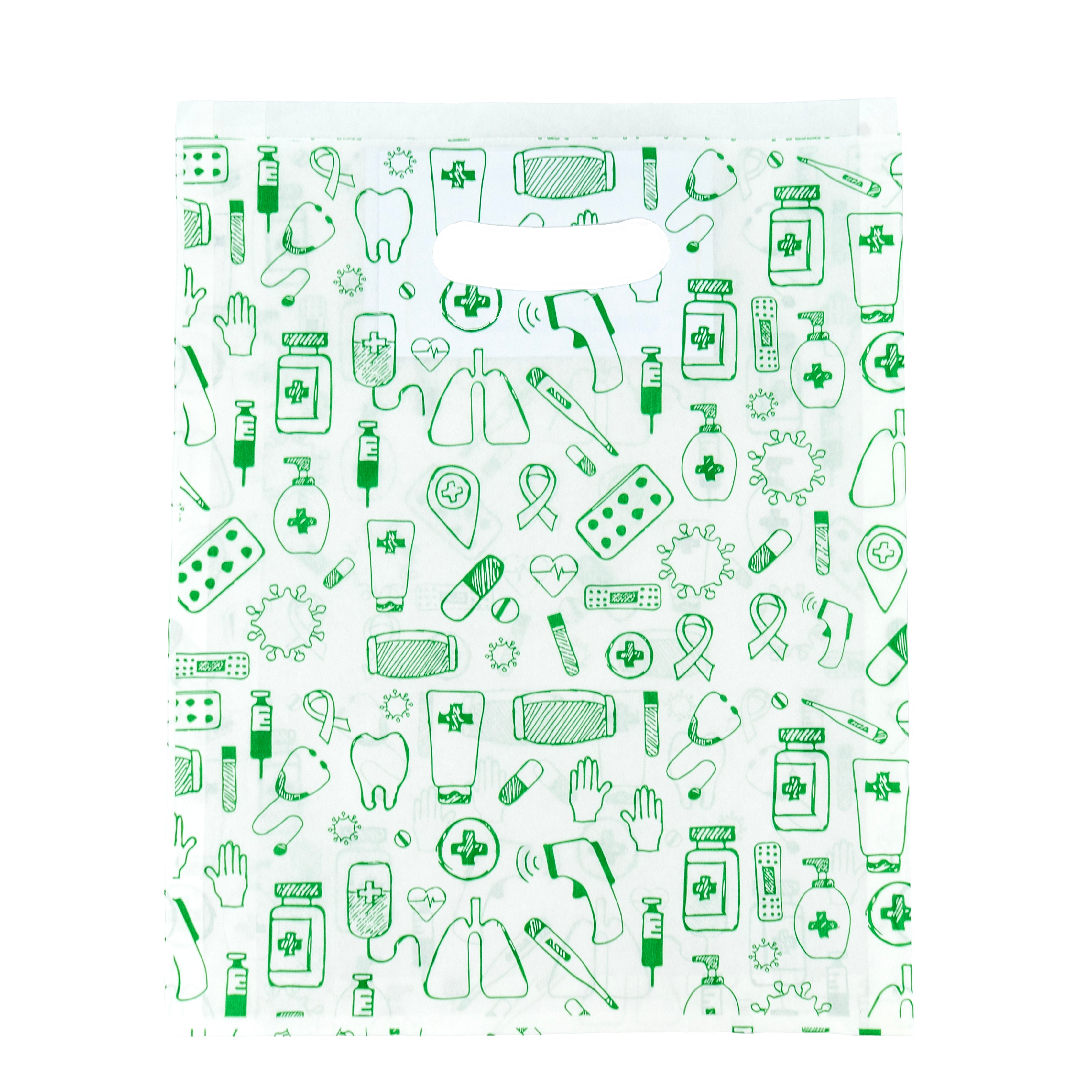 Bolsas Corte Feijão Kraft Natural 40g - Blanco y Verde - "Genérico Farmacia"