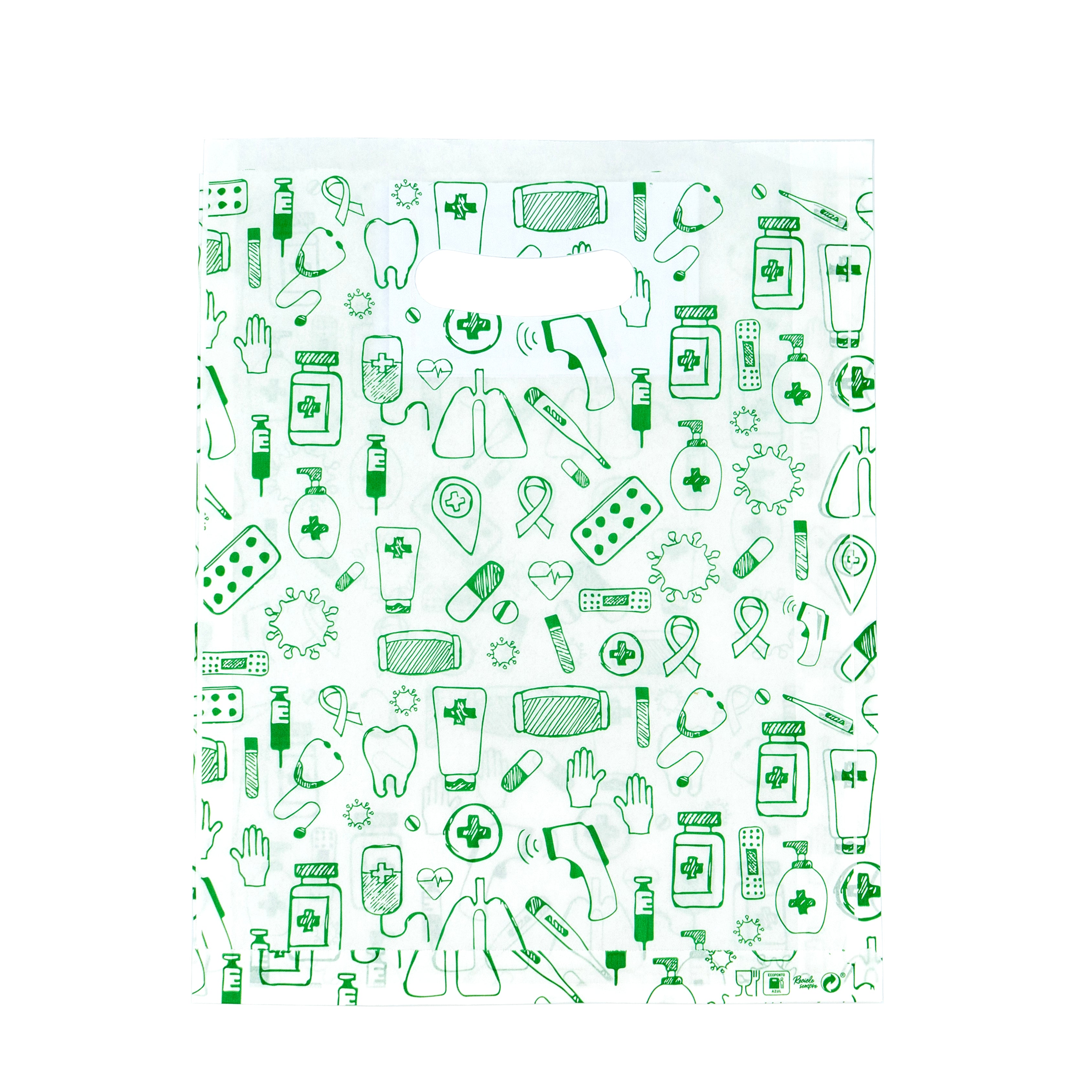 Bolsas Corte Feijão Kraft Natural 40g - Blanco y Verde - "Genérico Farmacia"