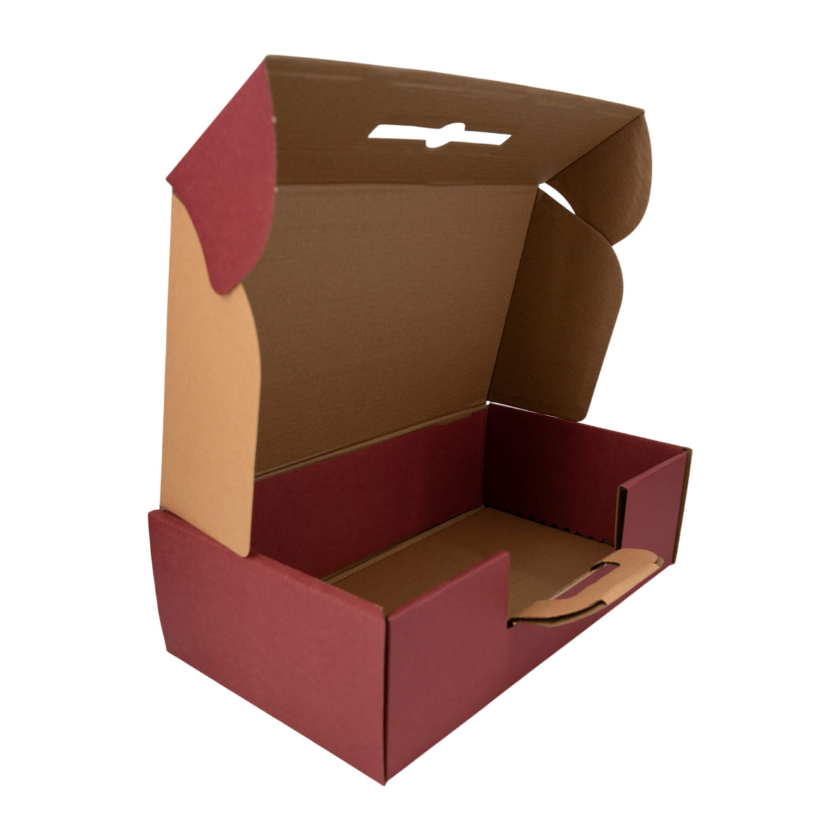 Caixa Mala em Cartão com Pega - Kraft e Bordeuax - "Conforto"