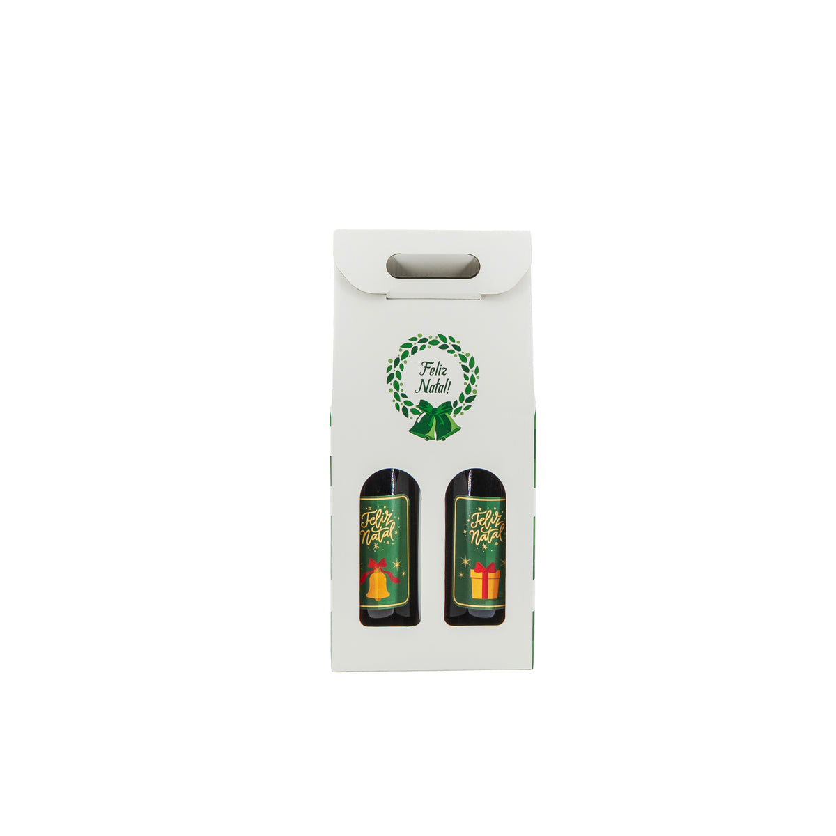 Caixas com Janela para Garrafas - Verde e Branco - "Bosque Inverno"