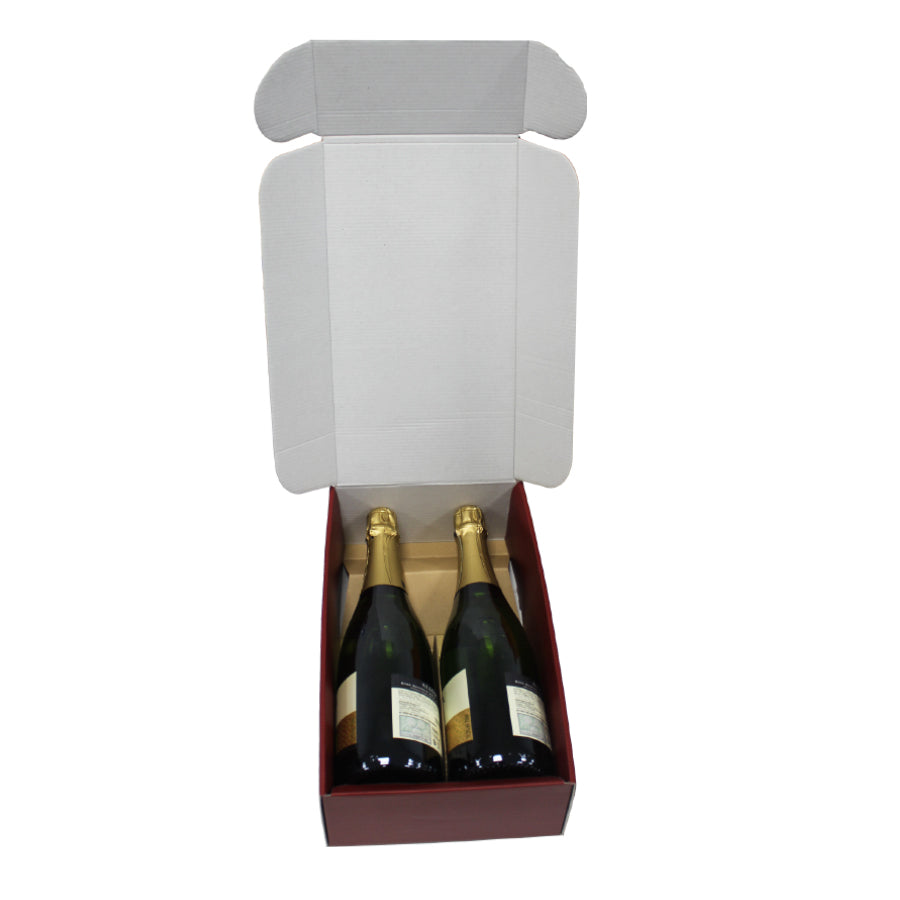 Cantinetta Boxes with White Interior for Bottles - Embossed Laminated - Bordeaux