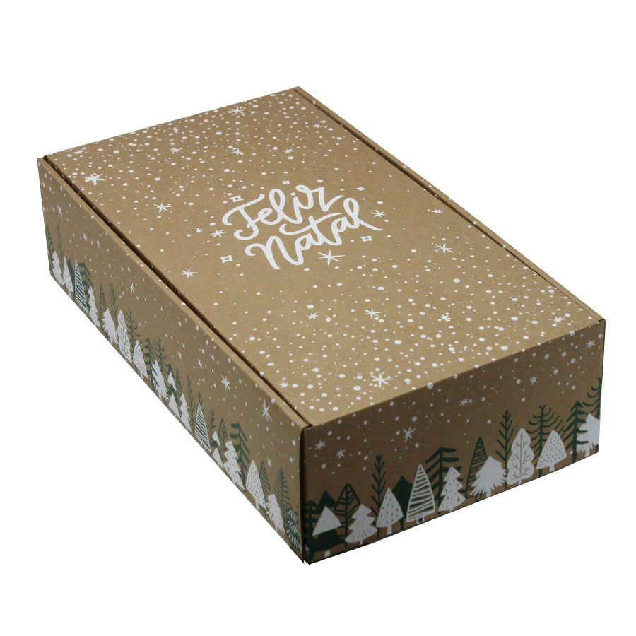 Cajas Cantinetta con interior para botellas - Verde y blanco - "Feliz Navidad"