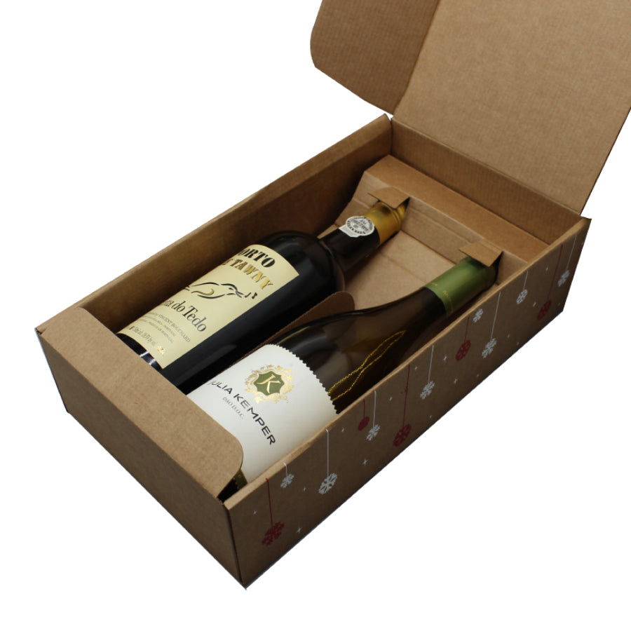 Cantinetta Bottle Boxes - Kraft - "Feliz Natal"