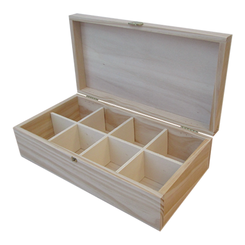 Tea Box with Clasp and Dividers - Wood