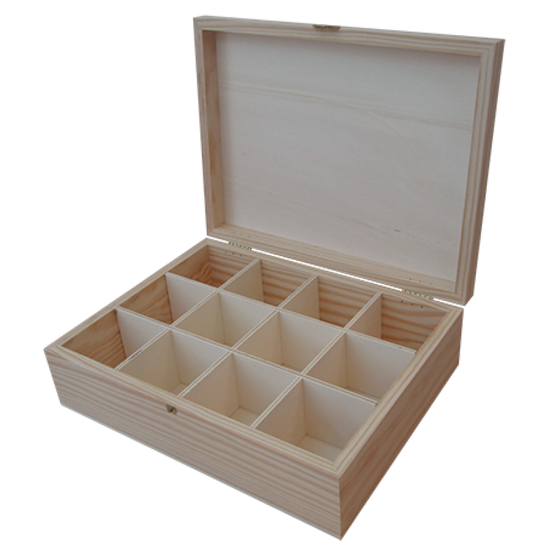 Tea Box with Clasp and Dividers - Wood