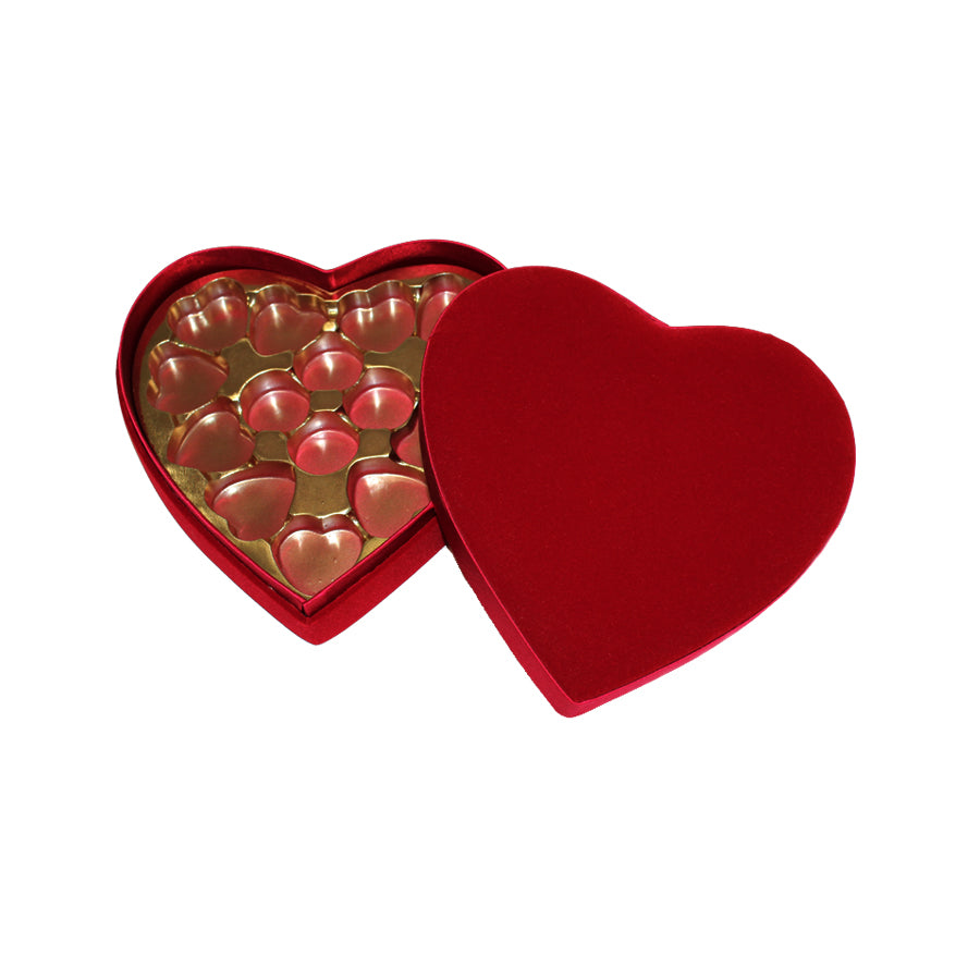 Caja con Tapa y Fondo con Interiores - Rojo - "Corazón Terciopelo"