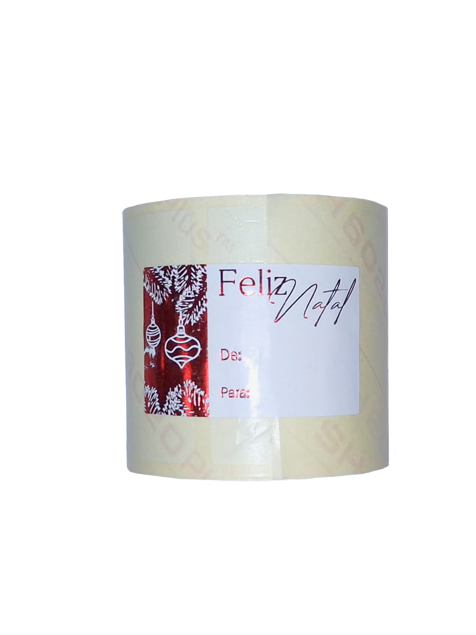 Etiqueta Autocolante Horizontal - Vermelho- "Feliz Natal/Enfeitos"