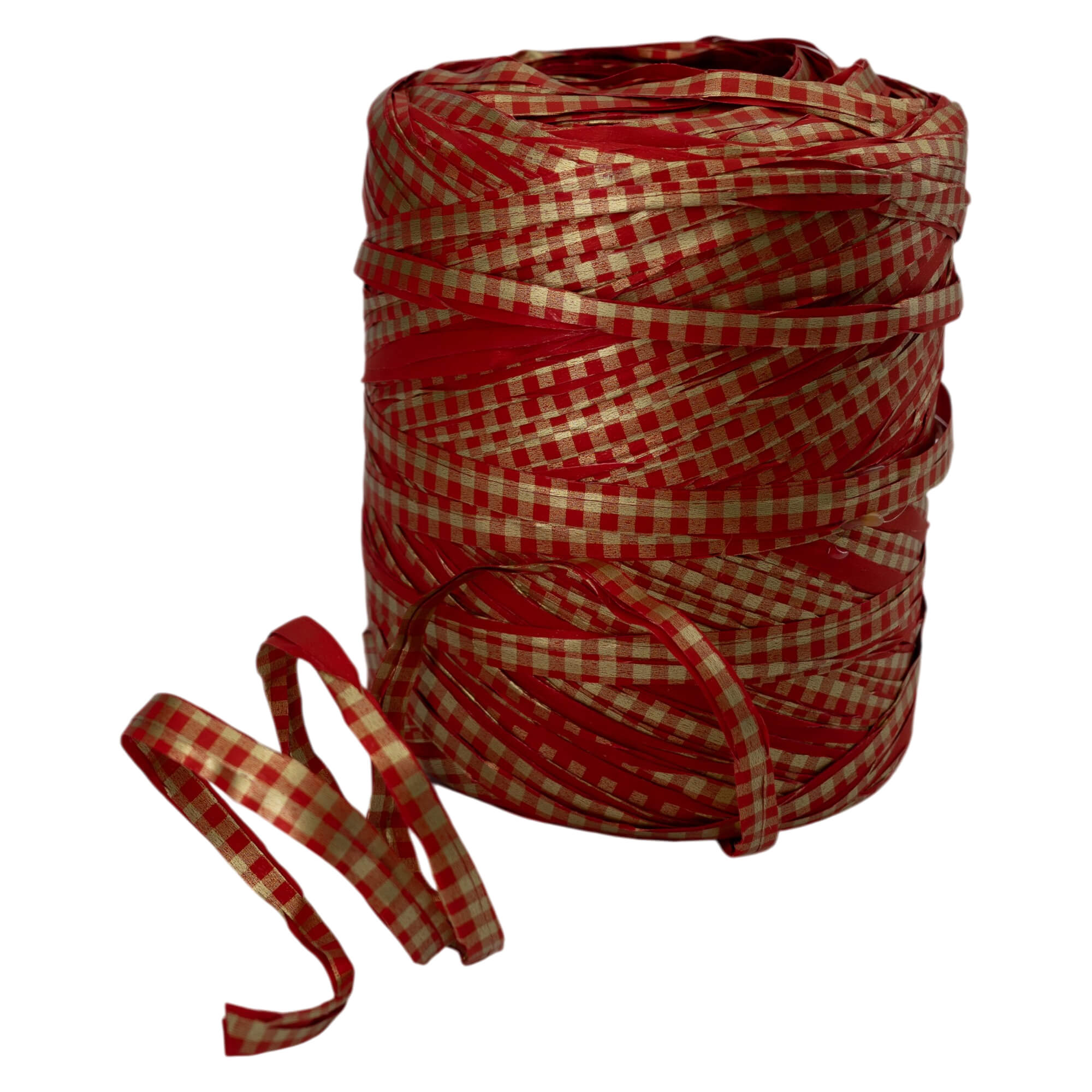 Cinta Rafia Vichy - Rojo y Dorado - "Cuadros"