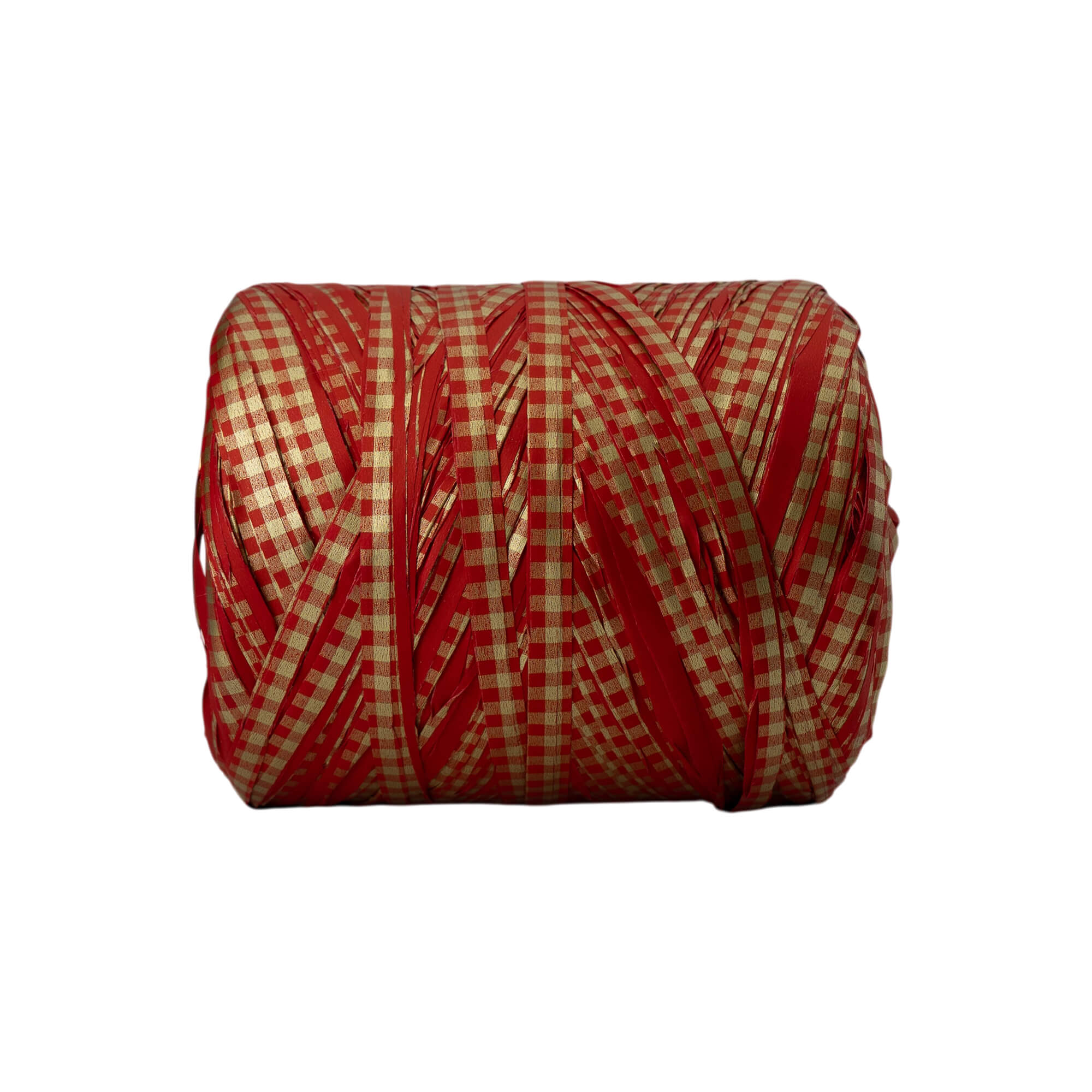 Cinta Rafia Vichy - Rojo y Dorado - "Cuadros"
