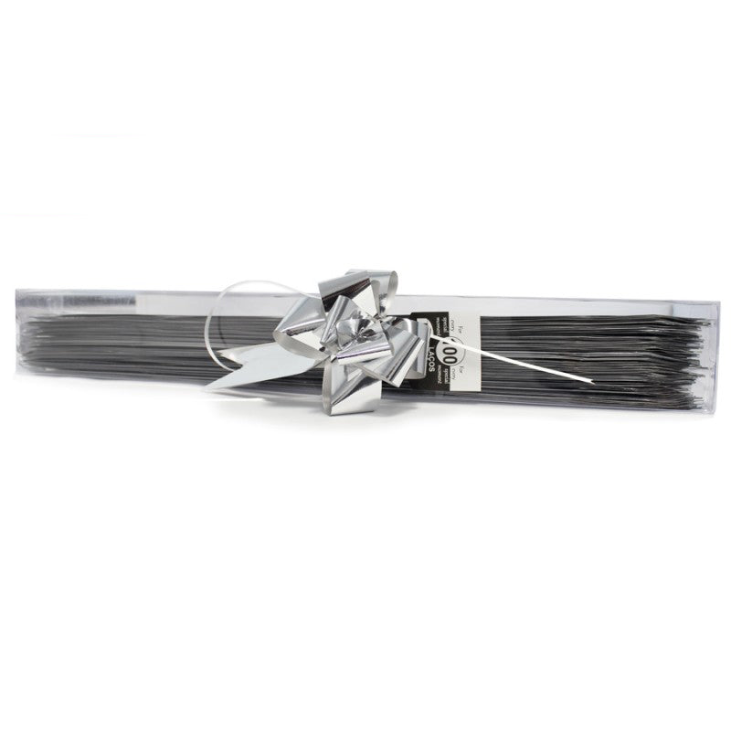 Box with Metallic Pull Bows - Silver