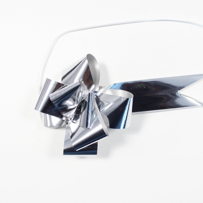 Box with Metallic Pull Bows - Silver