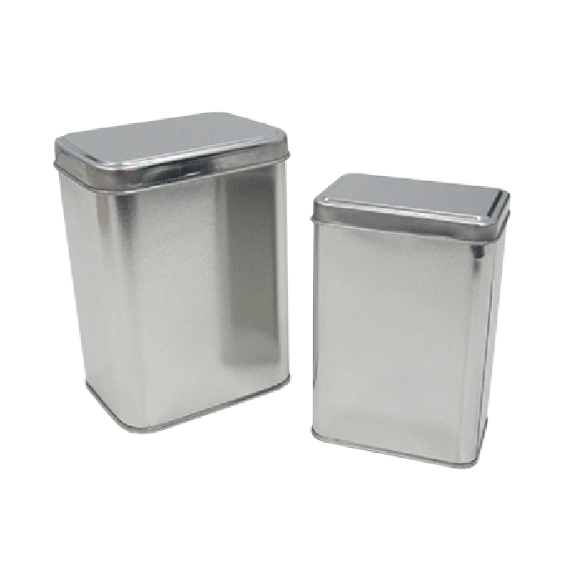 Rectangular Metal Tins with Varnish - Silver