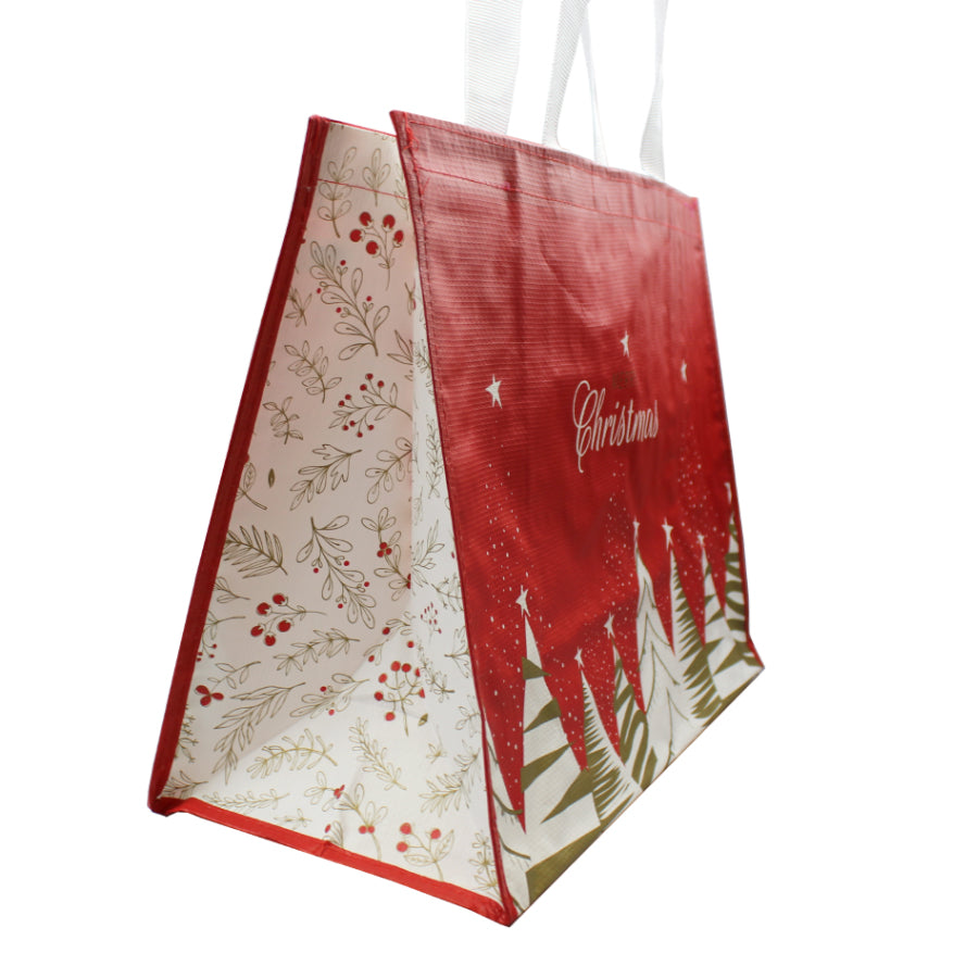 Sacos Polipropileno (PP) Woven Laminado - Plastificado Brilho - Vermelho e Ouro - "Natal"