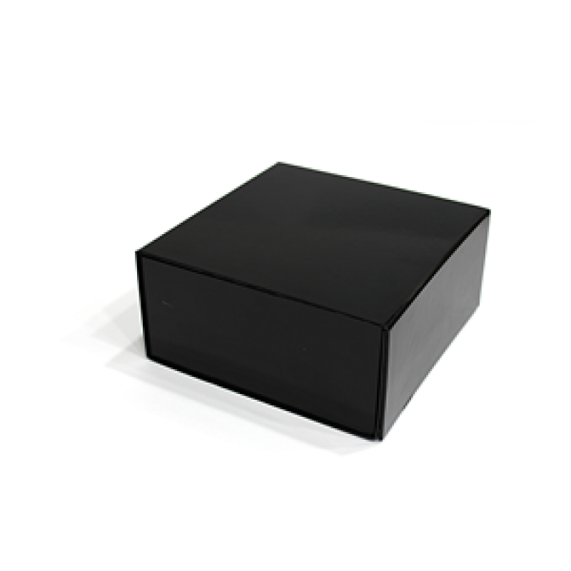 Caja Premium Tarjeta 1200g con Imán y Adhesivo - Plastificado Brillo - Negro