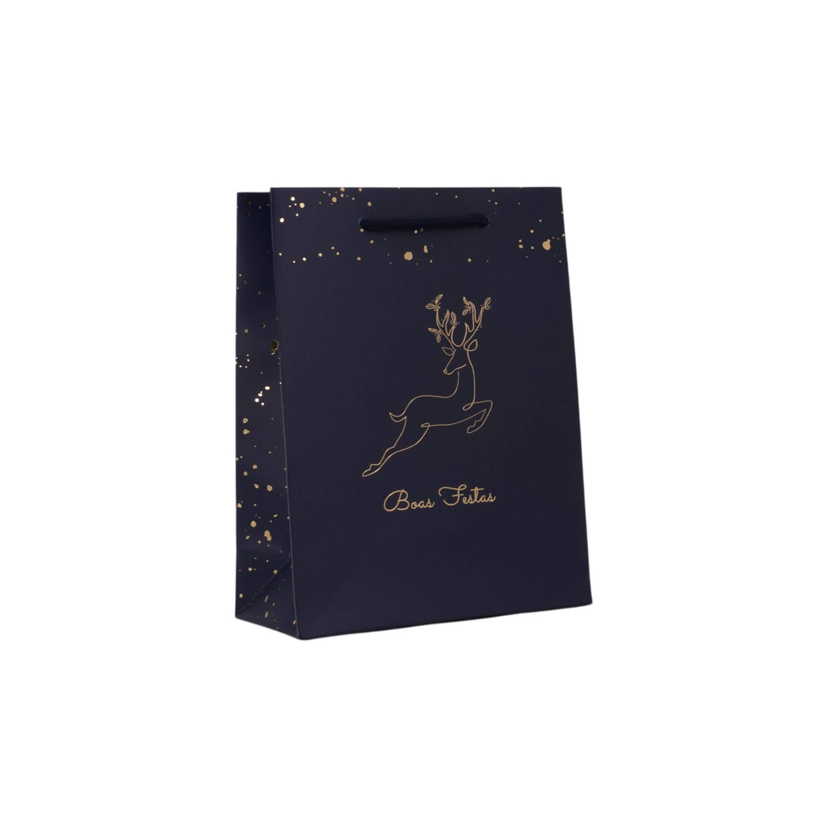 Sacos de Papel Couché 200g - Plastificado Mate - Azul, Dourado e Branco - "Noite Feliz"