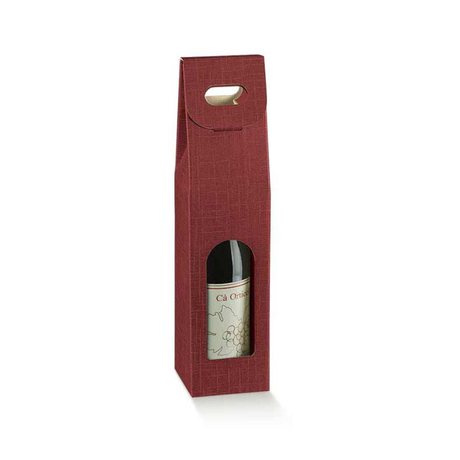 Cajas con Ventana para Botellas - Burdeos - "Seta"
