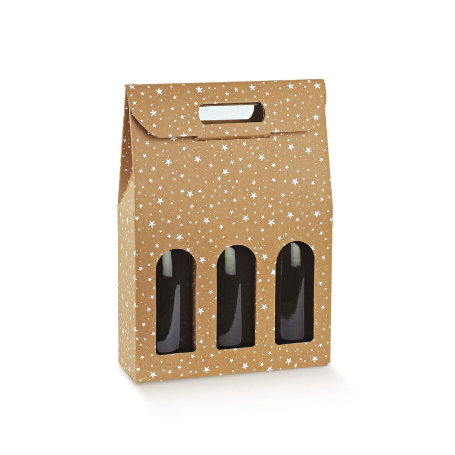 Cajas con Ventana para Botellas - Kraft y Blanco - "Galaxy"