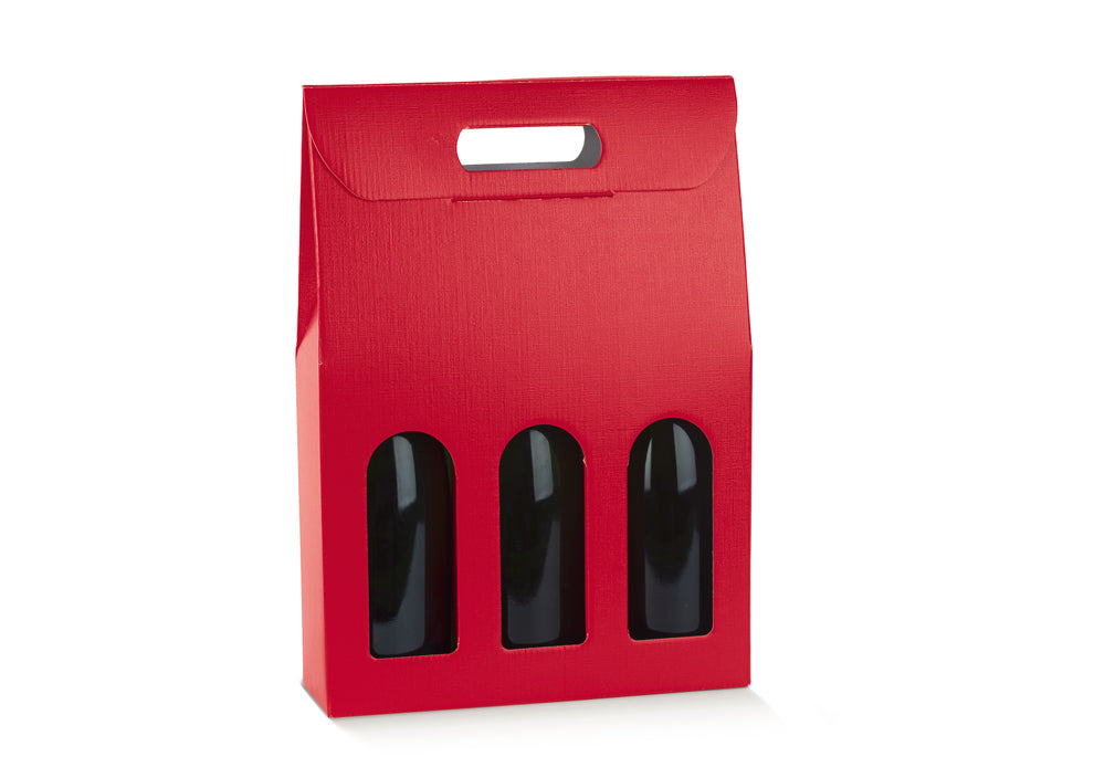 Caixas com Janela para Garrafas - Vermelho - "Fibra"