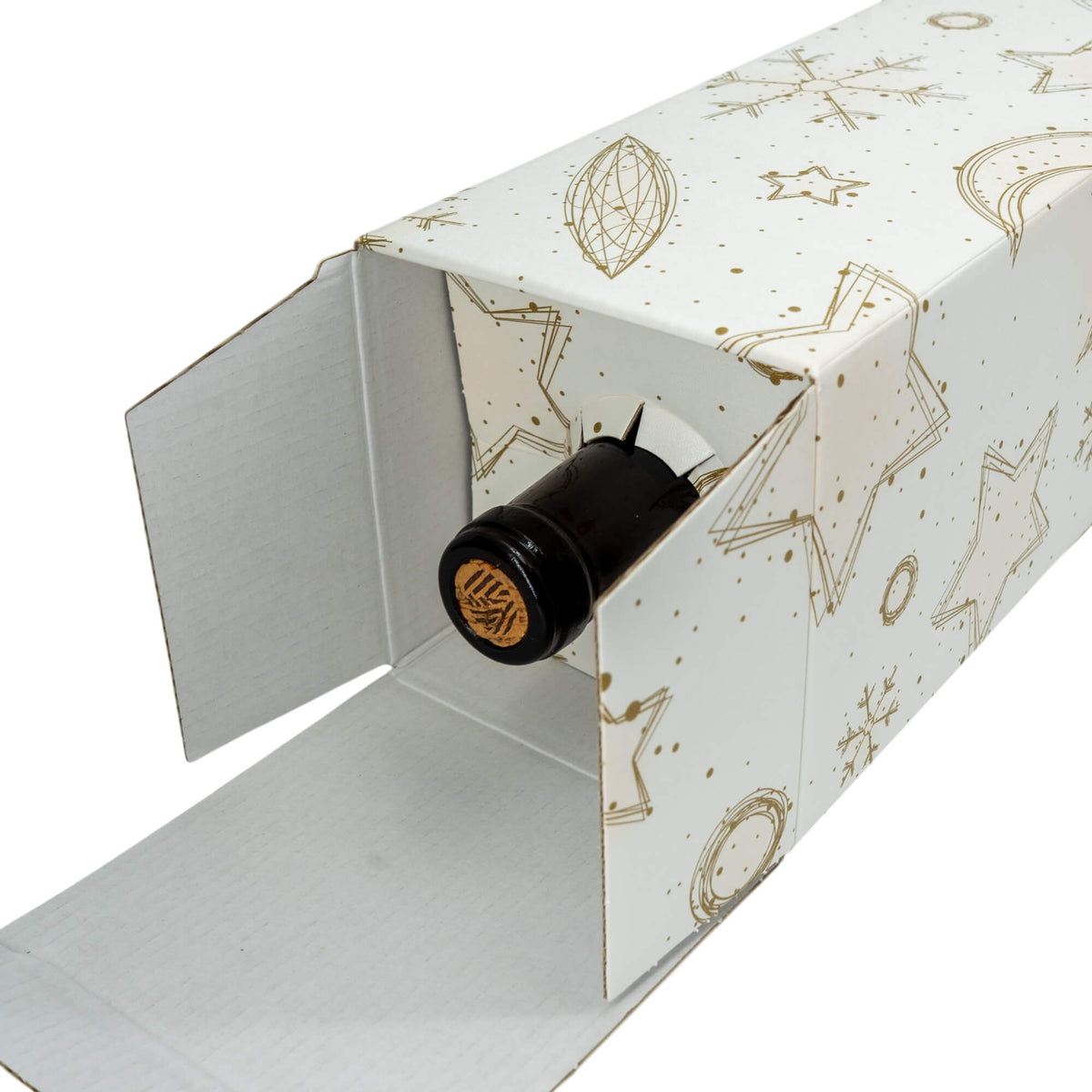 Caixa para 1 Garrafa Magnum - Branco e Ouro - "White Universe"