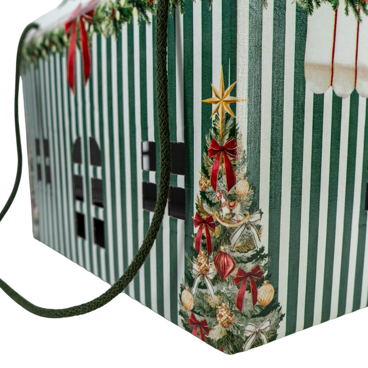 Caixa Casa com Cordão - Verde e Branco - "Market Verde"