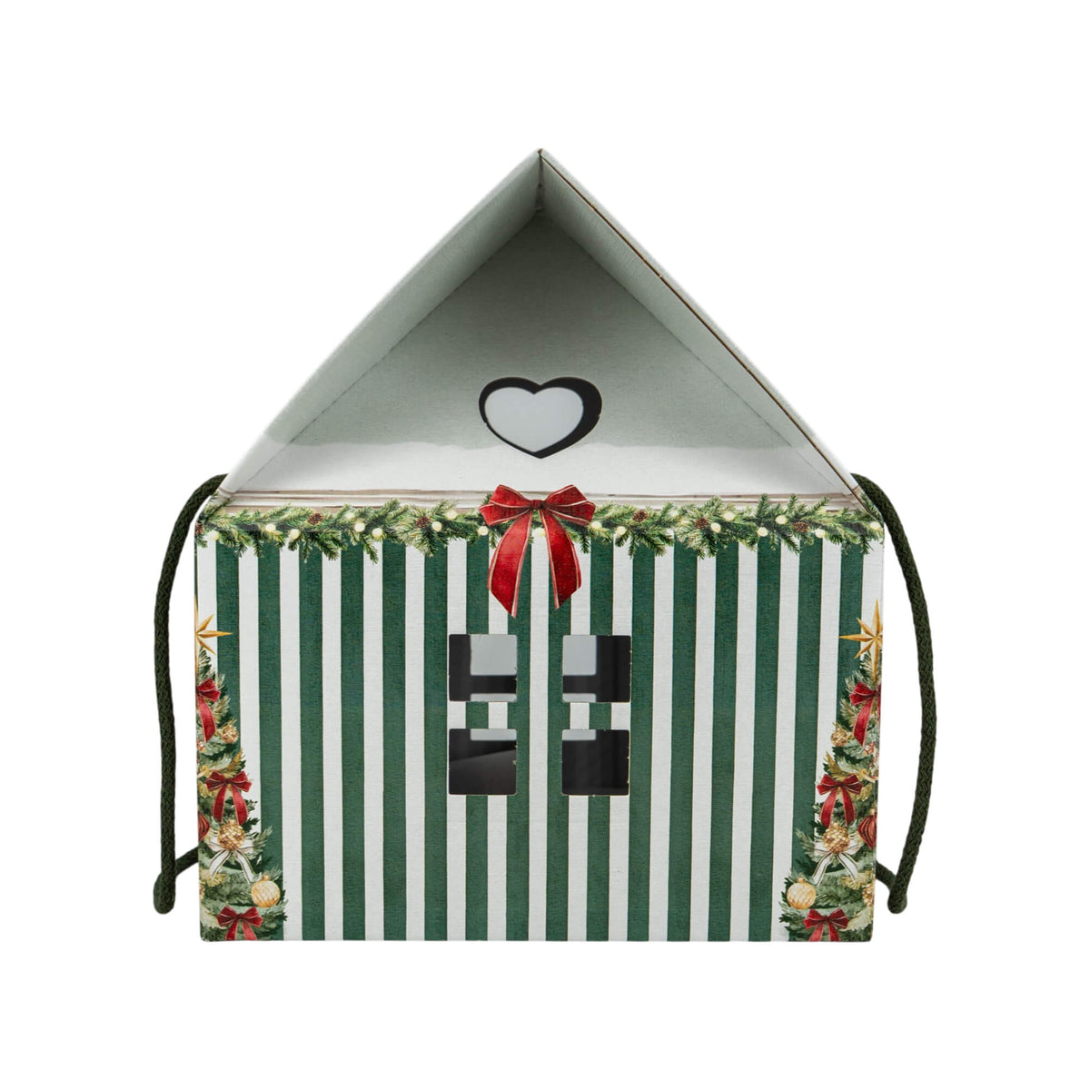 Caixa Casa com Cordão - Verde e Branco - "Market Verde"