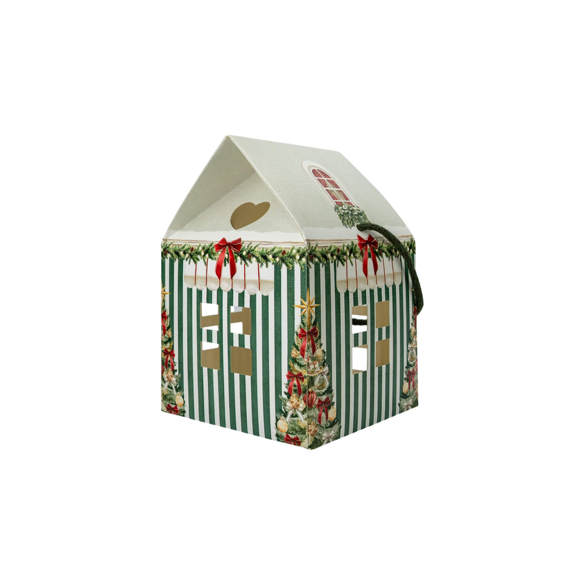 Caixa Casa com Cordão - Verde e Branco - "Market Verde"