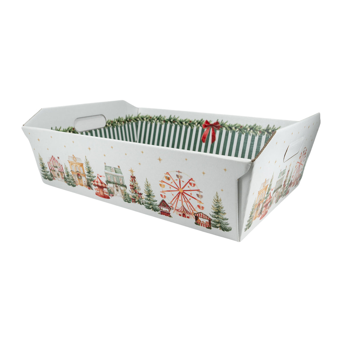 Incollato Basket with Handle - Green and White - "Market Green"