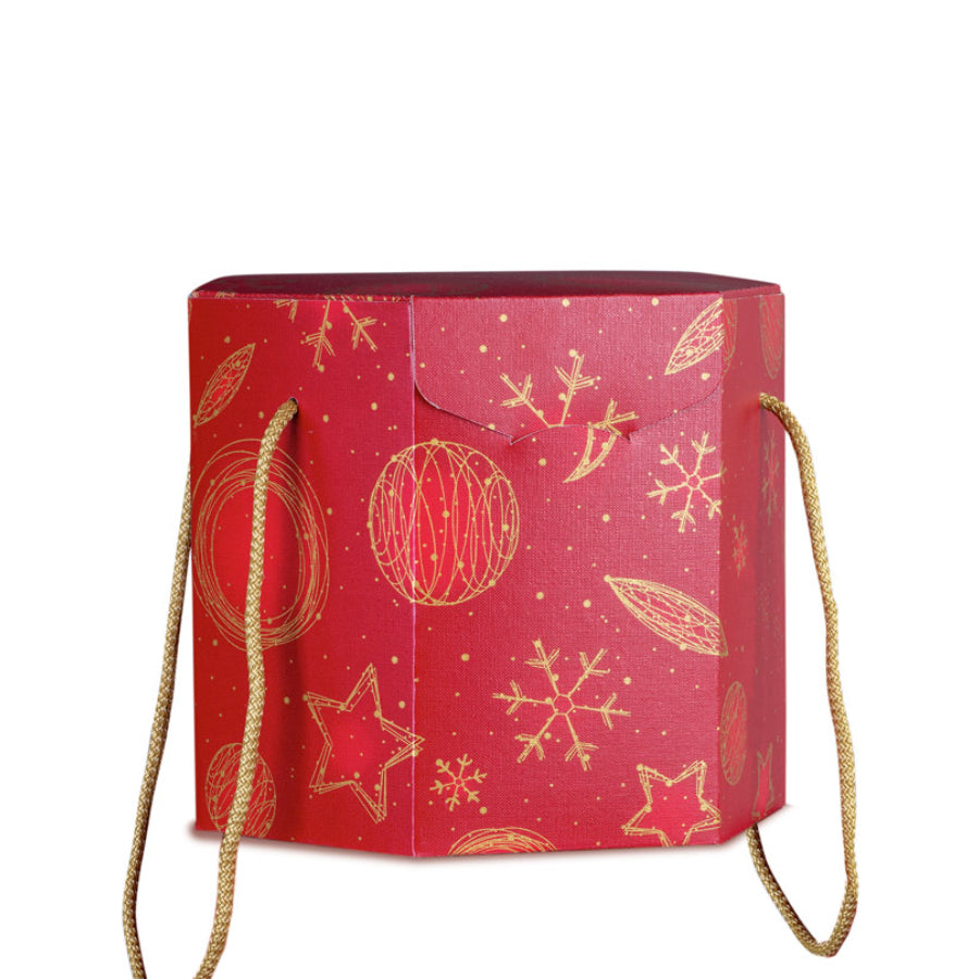 Caja Hexagonal con Cordón - Rojo y Oro - "Red Universe"