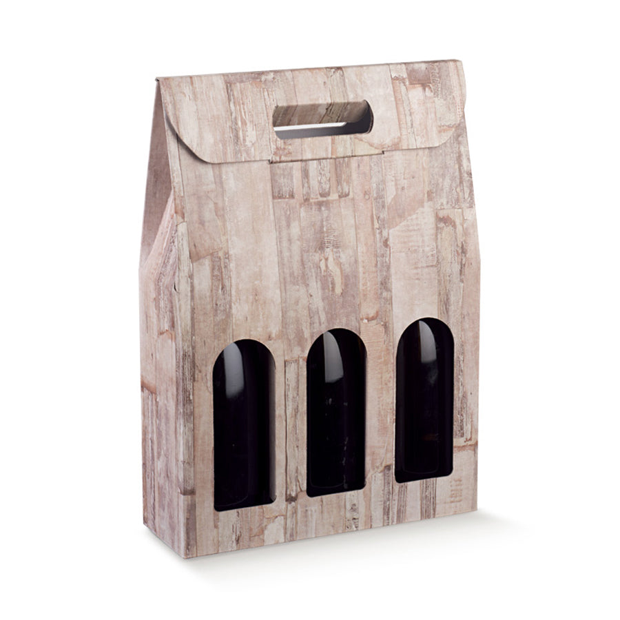 Cajas con Ventana para Botellas - Marrón Claro - "Wood"