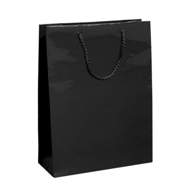 200g Coated Paper Bags - Gloss Laminated - Black