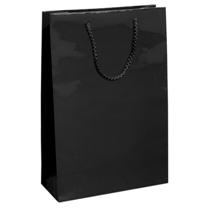 200g Coated Paper Bags - Gloss Laminated - Black