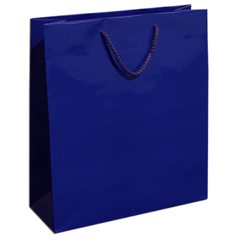Sacos de Papel Couché 200g - Plastificado Brilho - Azul Escuro