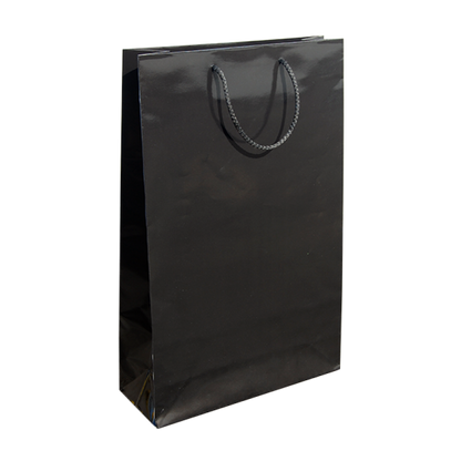 200g Coated Paper Bags - Gloss Laminated - Black