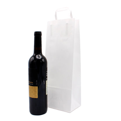 Bolsas de Papel Kraft Blanco Asa Plana para Botellas - Blanco