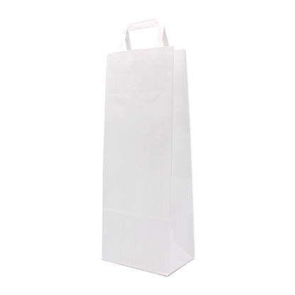 Bolsas de Papel Kraft Blanco Asa Plana para Botellas - Blanco