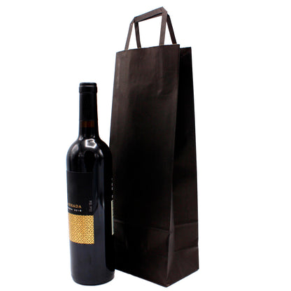 Flat Handle Paper Bags for Bottles - Black